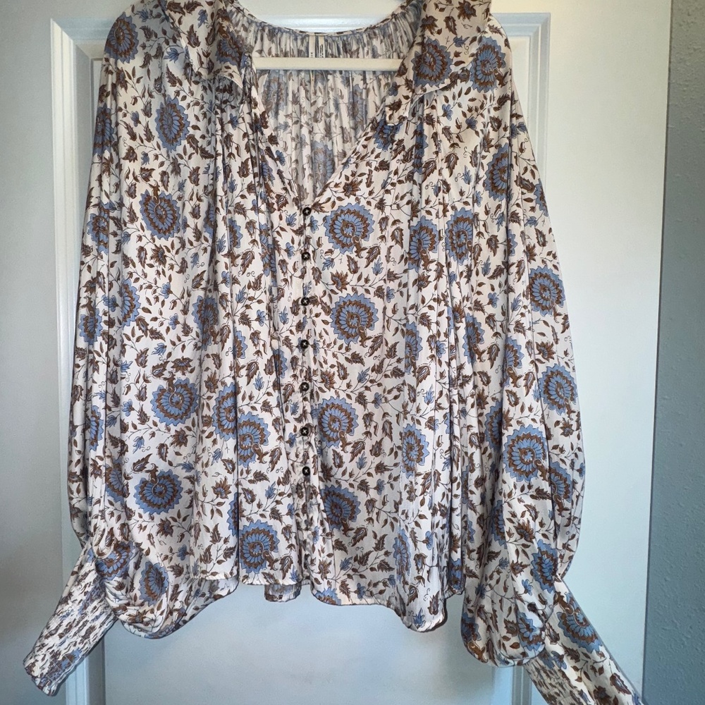 ANTHROPOLOGIE Button-Front Peasant Blouse Print sz 2x - Picture 11 of 11
